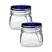 Bormioli Rocco Set OF 2 Bormioli Rocco Fido Square Jars With Blue Bail And Trigger Lids, 17-1/2-ounc