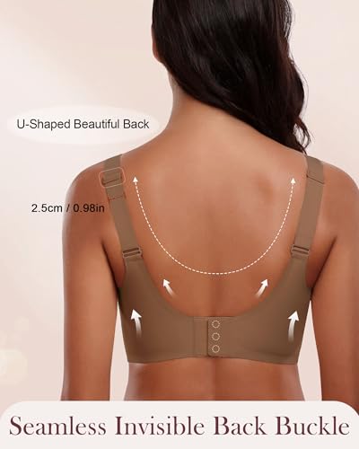 Image of HORISUN Seamless Mesh Lace Bras for Women No Underwire Wireless Bras with Support and Lift Full Coverage Deep V Bralettes