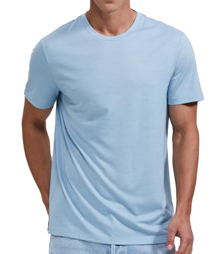 Woolinkin Merino Wool Coolmax Blend T Shirt - Men’s Durable Short Sleeve Wool Base Layer - 150 Lightweight (Arctic, Large)