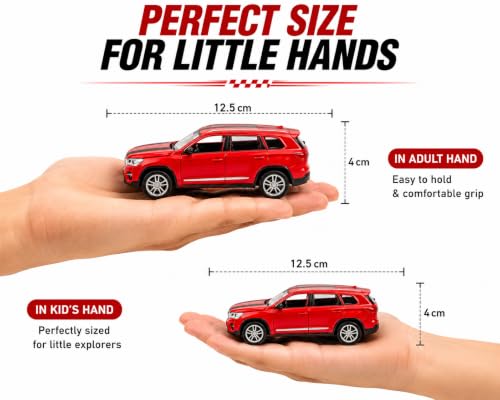 Image of Amisha Gift Gallery Diecast Toy Car for Kids 1:36 Scale XM Style SUV Toy, Alloy Metal Pull Back Vehicle with Opening Doors, Bonnet & Trunk, LED Lights & Sound Effects for Kids