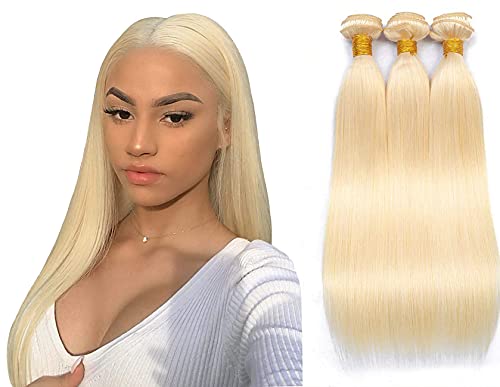613 Bundle Blonde Brazilian Human Hair Bundles Blonde Human Hair Bundles 100% Unprocessed Virgin Hair Bundles Hair Extensions For Women 20 22 24 Inch