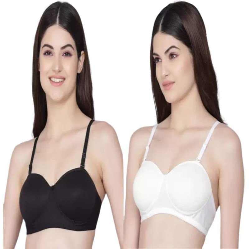 Image of Women's Cotton Lightly Padded Non-Wired T-Shirt Bra Pack of 2 (Reg HC-P2 Multicolor 30)