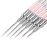 Nail Art Brushes - Raindon 6PC Super Fine Striper Brush Set for Long Lines, Thin Details, Fine Drawi