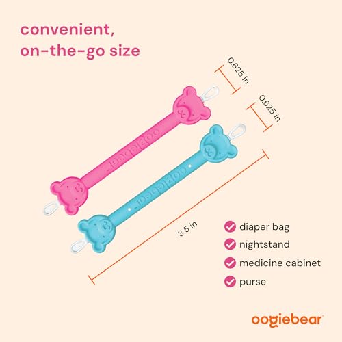 Image of oogiebear: Baby Nose Cleaner & Ear Wax Removal Tool - Safe Booger & Earwax Removal for Newborns, Infants, Toddlers - Dual-Ended - Essential Baby Stuff, Diaper Bag, Raspberry & Seafoam with case