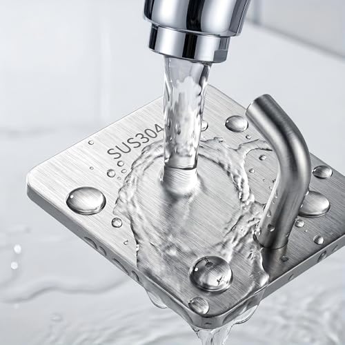 XAQAMY 6er Set Handtuchhaken Selbstklebend mit 3M Kleber - 1,8mm Extra Stark SUS304 Edelstahl Wandhaken ohne Bohren - Badhaken Silber Gebürstet Rostfrei für Bad & Küche