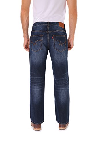 Indigo alpha Mens Stretch Jeans,Lightweight Straight Fit Jeans for Men Comfortable Blue Denim Classic Men Jeans 31W x 32L