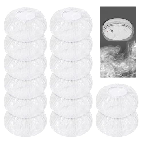 12 Pcs Detector Cover Fire Alarm Dust Paint Cover Stretch Plastic Fire Alarm Thicken Elastic Paint Covers During Commercial Building Home Alarms Cooking or Baking Use White