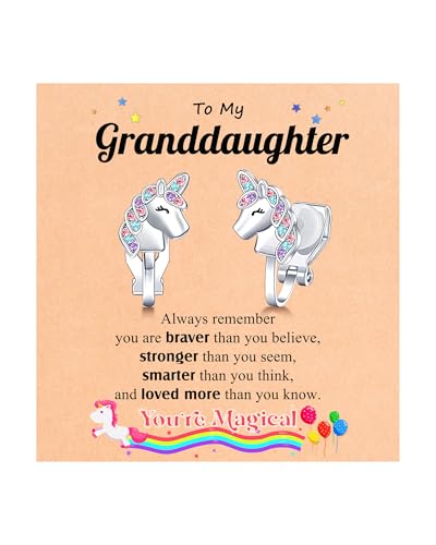 UNGENT THEM Unicorn Clip on Earrings for Granddaughter Daughter-Lovely Valentines Christmas Birthday Gifts