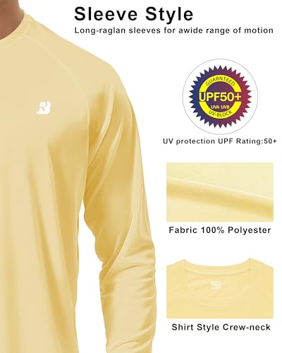 Image of Roadbox Mens UPF 50+ UV Sun Protection Shirts Outdoor Long Sleeve SPF Rash Guard for Fishing Hiking Swimming Running