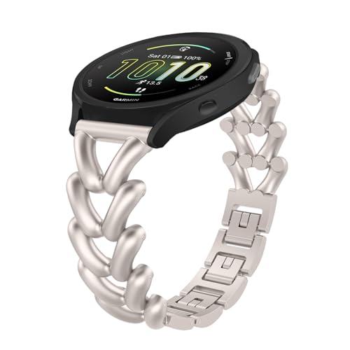 KeHowy 20mm Correa para Garmin Vivoactive 5/6/Forerunner 165/165 Music/245/645 Music/Venu Sq 2/2 Plus, Metal Correa Pulsera para Garmin Approach S50/S44/vívomove Trend/Venu Sq/vivomove 3 - Starlight