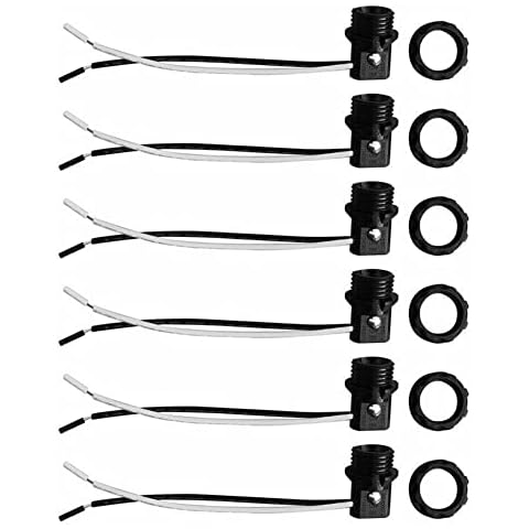 Ulikeled cUL Listed E12 Lamp Holder, Candelabra Base Lamp Holder Socket, E12 Base with Wire Leads and Ring for Candelabra Bulbs, 75W 127V Pack of 6 Cover