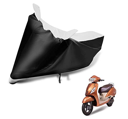 Image of Auto Hub Bike Cover Compatible with TVS Jupiter with Mirror Pocket, Dustproof, Heat Resistant, Triple Stitched, Jupiter Bike Cover- Black, White