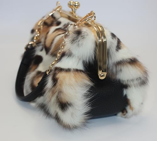 Image of Luxurious Fashion Natural Fox Fur with Hair Handbag for Women and Ladies