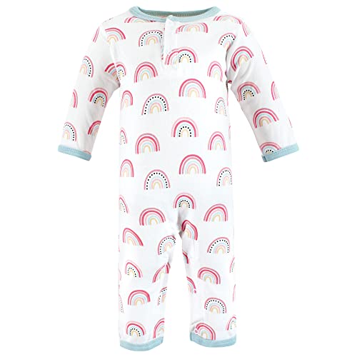 image for Hudson Baby Girls Unisex Cotton Coveralls, Modern Rainbow, 6-9 Months,
