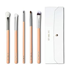 THE TOOL LAB 404 Eye Shadow Makeup Brush Pouch Set – Angled Precision Define Brushes Eyeliner Blending Definer Professional concealer shading crease Travel Set Kit 5 Piece Brushes with Travel Case Bag