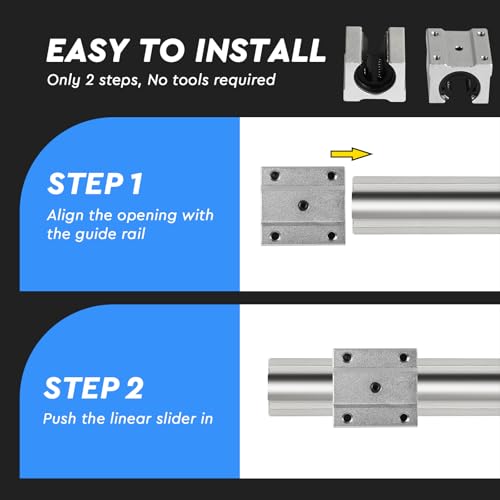 SWAWIS 2 Stück Linearschiene SBR12 500mm, Linearführung mit 4x SBR12UU Lagerblöcken Gleitblock, Linearlager aus Aluminiumlegierung für 3D Drucker CNC Fräsmaschine Automatisierte Geräte