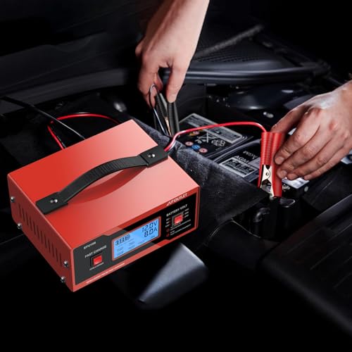Image of AUTOUTLET Upgraded 8 Volt Battery Charger for Golf Cart Automotive Battery Charger and Maintainer 0-14A with Cable Clamps for 6 /8 /12 /14 /16 /24V Lead-Acid Batteries