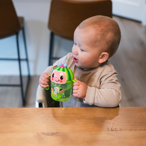 Image of The First Years Cocomelon Weighted Straw Cup - Spill Proof Toddler Straw Cups with Flip Top Cover - Transition Sippy Cups - Toddler Feeding Supplies - 7 Oz - Ages 6 Months and Up