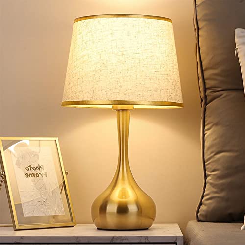 Mengjay Lampara Mesita Noche Vintage Clasico，Lámpara de Mesa Moderna ，Pantalla de Tela，Base de Metal，Casquillo E27x1,para Dormitorio, Estudio, Salon (Bombilla no incluida) (White)