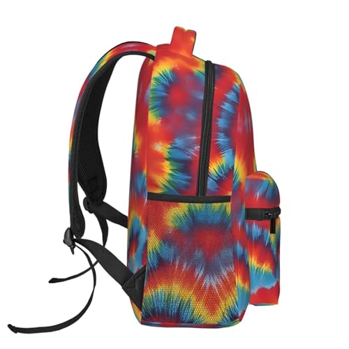 Rainbow Tie Dye-Red Print Versatile Daypack Laptop Backpack – Stylish Casual Travel Bag For All Your Needs3
