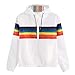 Produktbild Damen Hoodie Langarm Pullover Kapuzenpulli Outwear Kapuzenjacke Sweatshirt Jacken Regenbogen-Patchwork Jacke Top Sweatshirt Jumper Reißverschluss Mode Outerwear Mantel
