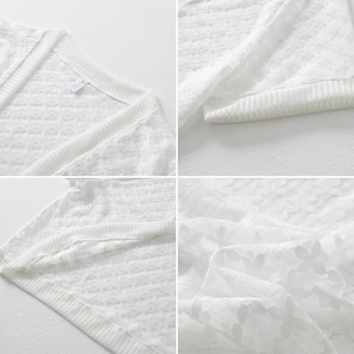 Image of FindThy Women's Cropped Bolero Shrugs Short Sleeve Open Front Floral Lace Hollow Out Cardigan Jacket