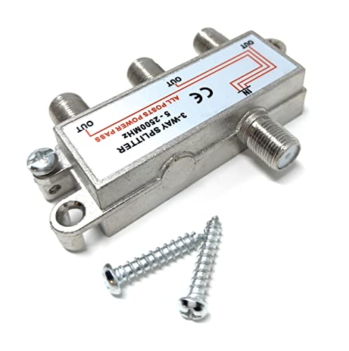 TV Splitter F-Type Screw-on Connectors RF Coaxial Cable Adapter, Passive Wideband Signal, 5-2500Mhz (3 Way) - Image 4