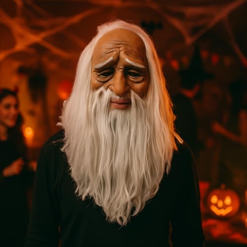 Image of Wanna Party Halloween Mask For Adults- Old Man Adults Realistic Halloween with Lifelike Features for Cosplay and Costume Parties