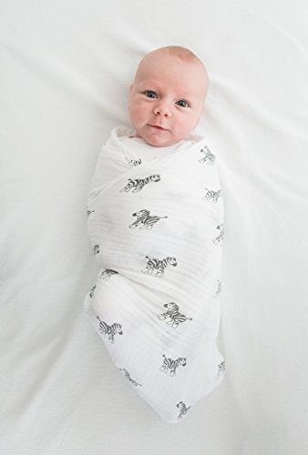 Amazing Baby Muslin Swaddle Blanket, Premium Cotton For Baby Boys & Girls, Zebra, Soft Black #TOP2