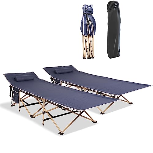 Lonabr 2 Pack Camping Cot For Adults Kids Wide Sleeping Cots With Pillow Side Pocket, Portable Lightweight Cots For Sleeping With Carry Bag, Ideal For Office Nap Hiking Traveling #TOP10