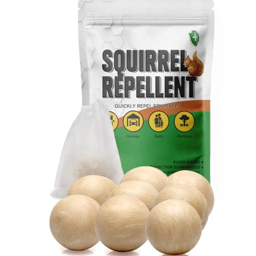 Squirrel Repellent Outdoor, Chipmunk Repellents Outdoor, Natural Squirrel Deterrent, Repellent for Squirrels Indoor, Squirrel Repeller for Gardens/Attics/Cars/Bird Feeders (3.58 Ounce (Pack of 8))