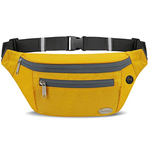 Entchin Fanny Pack For Women Men With 4-Zipper Pockets, Premium Fashion Waist Pack Crossbody Bum Bags For Hiking, Running, Travel, Cycling And Casual(Yellow) #TOP7