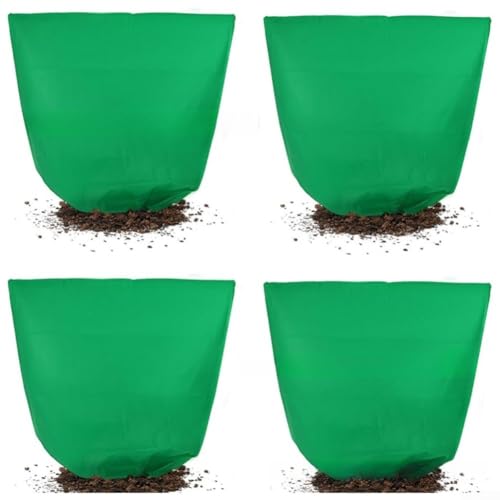 Lot de 4 housses de protection contre le gel pour plantes en tissu non tissé épais, 100 x 100 cm, protection contre le froid d'hiver pour jardin, vert