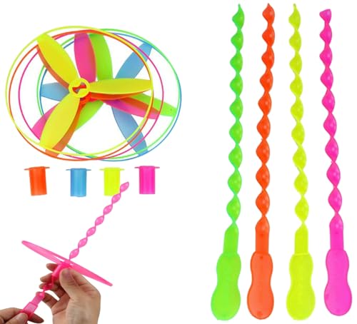 YUEMING 10 Sets Discos De Vuelo, Platillos Voladores/Helicópteros Platillos Voladores Retorcidos De Plástico Disco De Vuelo para Favores De Fiesta, Colores Surtidos (Multicolor, Aleatorio)