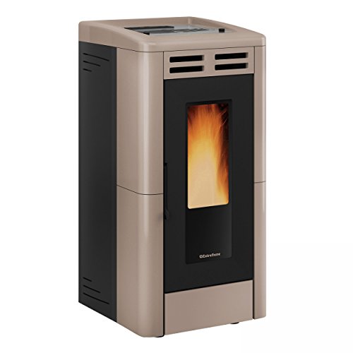  EXTRAFLAME Anastasia Plus - Stufa a Pellet in Ghisa, Beige, Pellet, A Terra, Sfiato Diretto, Efficienza 89%, Potenza 12 kW, Fino a 3700 m²