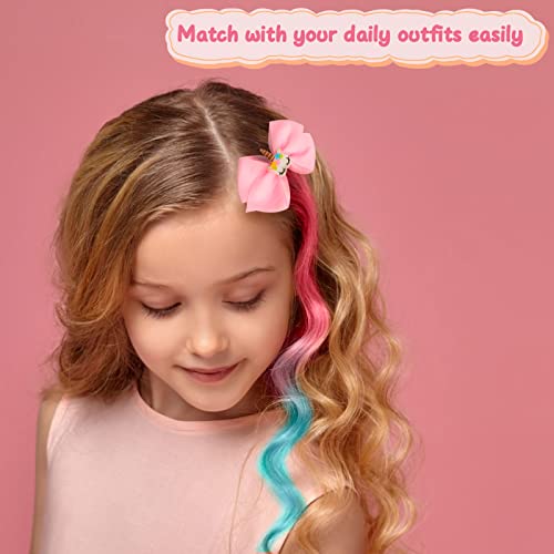 Rainbow Hair Clips 4 Pcs With Colorful Unicorn Bracelet Girls 6 Pcs, Unicorn Hair Clips, Rainbow Hair Accessories, Unicorn Bracelets Rainbow Unicorn Beaded Bracelet For Girls Birthday Party Gift #TOP6