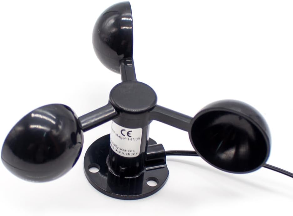 iDili Tower Crane Self-Generating Wind Speed Sensor with Display Instrument, Unpowered Anemometer 3M Cable 46MM Base 6MM Fixing Screw