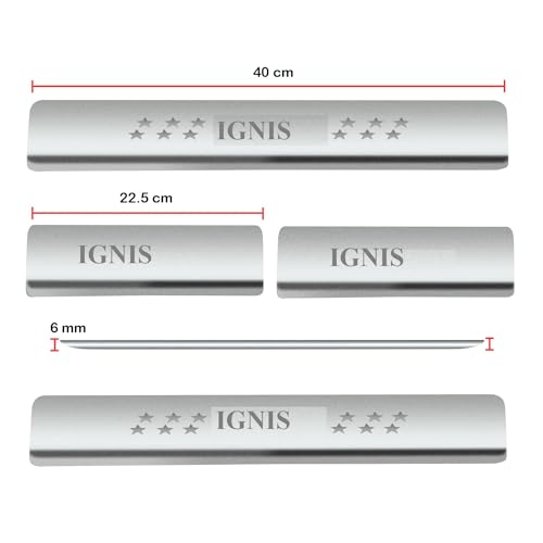 Image of AC Door Sill /Foot Step Stainless Steel Scuff Plate Plates Compatible with Suzuki Ignis (Set of 4 Pcs)
