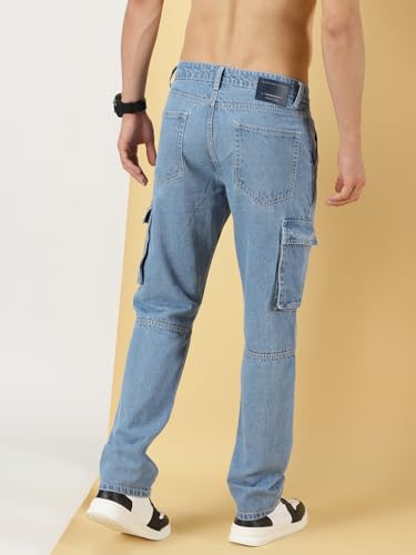 Image of Thomas Scott Men Mid Rise Relaxed Fit Cargo Jeans