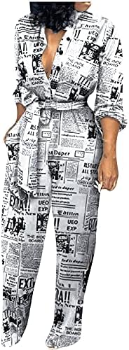 NaRHbrg Women Jumpsuits Colorblock Long Sleeve Jumpsuit Wide Leg Long Pants Romper Overalls Sexy V Neck Casual One Piece Outfits