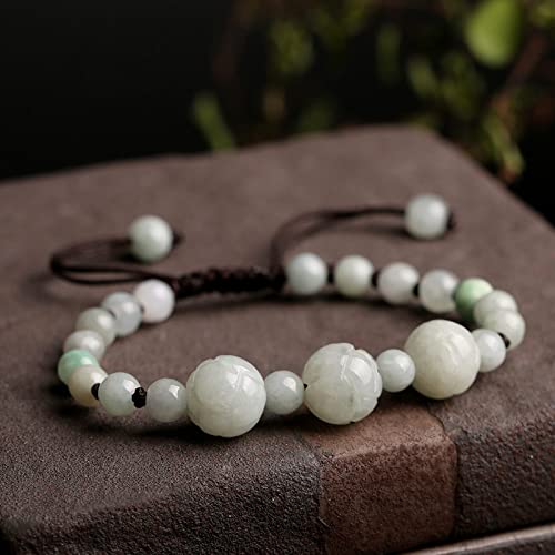 Bracelet chakra jade émeraude naturelle cordon tressé marron - 2