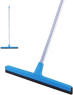 Floor Squeegee with Long Handle - 50" Adjustable Foam Squeegee Magic Broom for Water and Hair Remove, Wide Floor Wiper/Sweeper for Concrete/Tile Floors, Glass, Windows, Garage, Deck and Shower