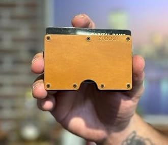 Leather RFID Wallet for Men – Slim Minimalist Front Pocket Wallet with Built-In Metal Cash Clip – Durable Brown Leather Card Holder for 16 Cards & Bills, RFID Protection (Caramel Brown, Cash Clip)