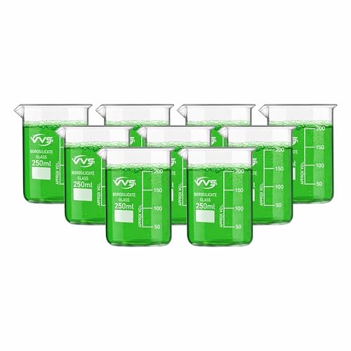 Image of VVS Borosilicate Glass Beaker 250ml pack of 9 of For School College, Lab Laboratry and professional use