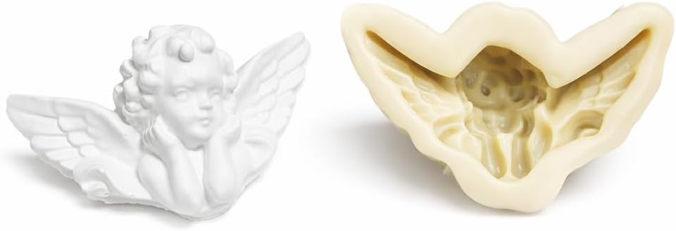 Angel Cherub Silicone Mold for Candle Soap Plaster DIY – Vintage Baby Angel Wings Mold for Wax Resin Craft (Dreaming Cherub)