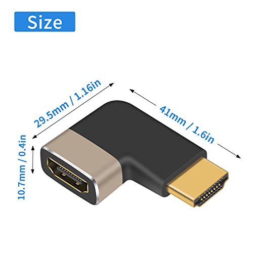 Image of Duttek 8K Right Angle HDMI Male to Female Adapter 2 Pack, 90 Degree HDMI Adapter 2.1 Version, Left and Right Angle Support 8K@60Hz, 4K@120Hz for TV, HDR,Laptop