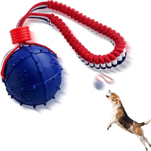 WIDJOQI Upgraded Version Dog Toy Ball Pet Ball, Toy Dog Ball with Rope, pet Interactive Toy, Rope Dog Ball Toy, Throwing Toy Ball, Small and Medium-Sized Dogs, Tough Rope, TPR Rubber Ball (CQ-L)