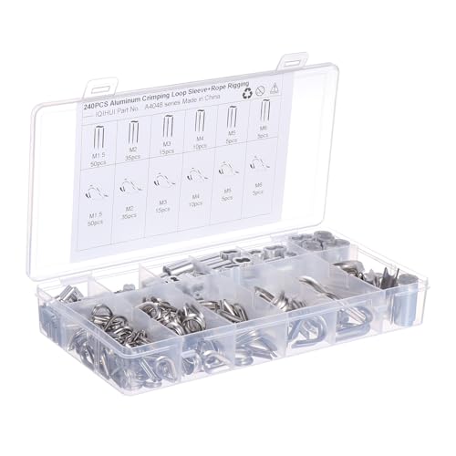 Cabilock 240piezas Anillo De Corazón De Cable De Acero Inoxidable De Guardacabos De Manguitos De Engarce Para Fijación De Cables Para Proyectos De Bricolaje y Montaje De Equipos