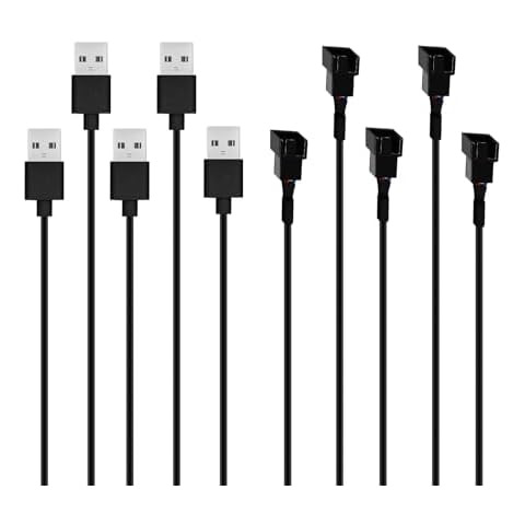 FBHDZVV 5Pcs USB to 3Pin PWM PC Fan 5V USB Sleeved Fan Power Adapter Cable, USB to 3 Pin Case Fan Computer Cooler Cooling Fan Power Cable (11.8inch 30cm) Cover