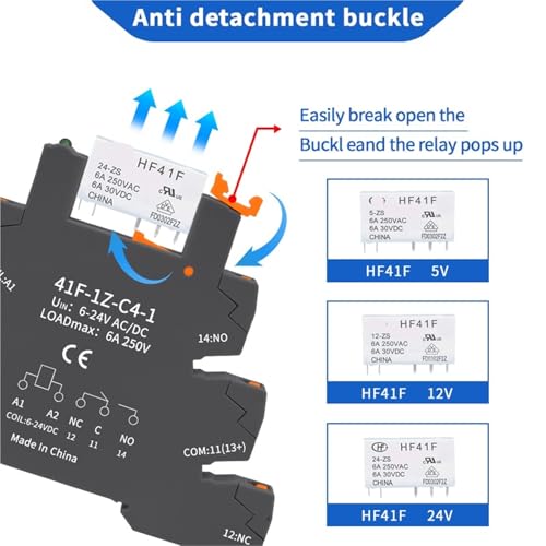 Module de relais rail DIN HF 41F 24V anti-encombrement armoire